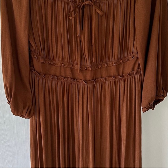 Scotch&Soda Ruffled midi-length dress in brown.Size M - Picture 4 of 6